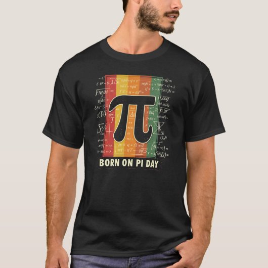 Geboren am Pi Day Retro Math T-Shirt (Vorderseite)