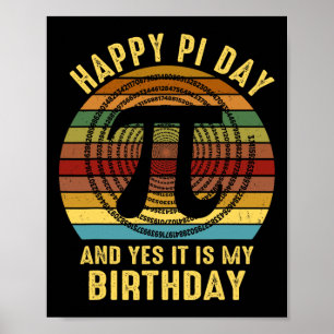 Geboren am Pi-Tag Geburtstagsdekorationen Happy 14 Poster