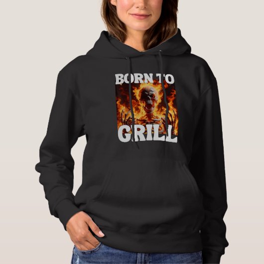 Geboren an Grill Funny Cringe Hard Skeleton Meme F Hoodie (Vorderseite)