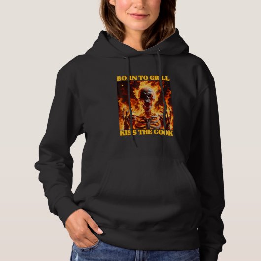 Geboren an Grill Funny Cringe Hard Skeleton Meme F Hoodie (Vorderseite)