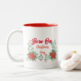Geboren an Weihnachten Rot & Weiß Zwei-Tone-Tasse Zweifarbige Tasse
