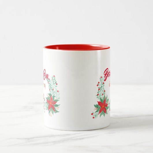 Geboren an Weihnachten Rot & Weiß Zwei-Tone-Tasse Zweifarbige Tasse (Mittel)