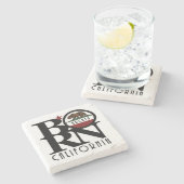 GEBOREN Arcata California Steinuntersetzer (Seitenansicht)