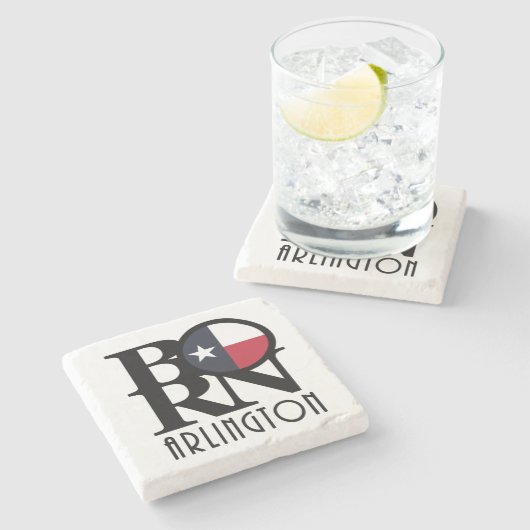 GEBOREN Arlington Texas Steinuntersetzer (Seitenansicht)