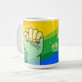 Geboren auf diese Weise - Regenbogenfarben Kaffeetasse (Vorderseite Links)