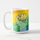 Geboren auf diese Weise - Regenbogenfarben Kaffeetasse (Links)