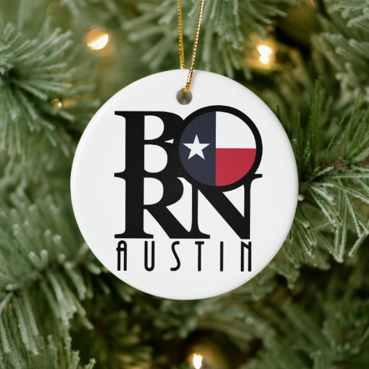 GEBOREN Austin Texas Keramik Ornament (Baum)