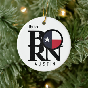 GEBOREN Austin Texas Keramik Ornament