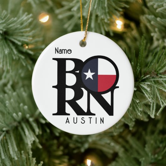 GEBOREN Austin Texas Keramik Ornament (Baum)