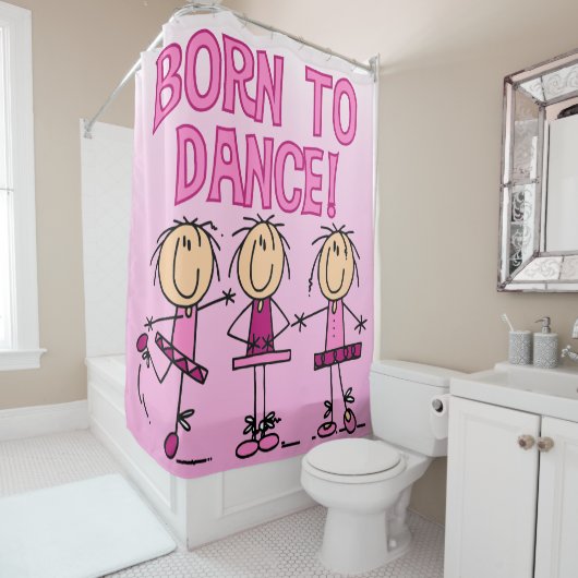 Geboren, Ballerina-Strichmännchen-Mädchen zu Duschvorhang (Beispiel)