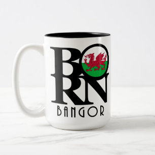 GEBOREN Bangor, Gwynedd, - Wales 15oz Zweifarbige Tasse