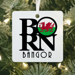 GEBOREN Bangor Wales Ornament Aus Metall
