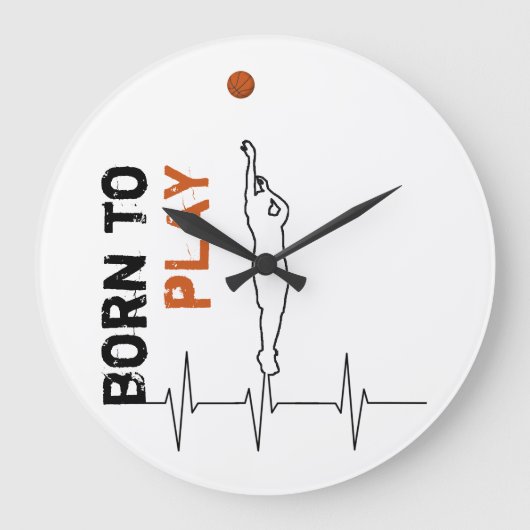 Geboren Basketball spielen Große Wanduhr (Vorderseite)