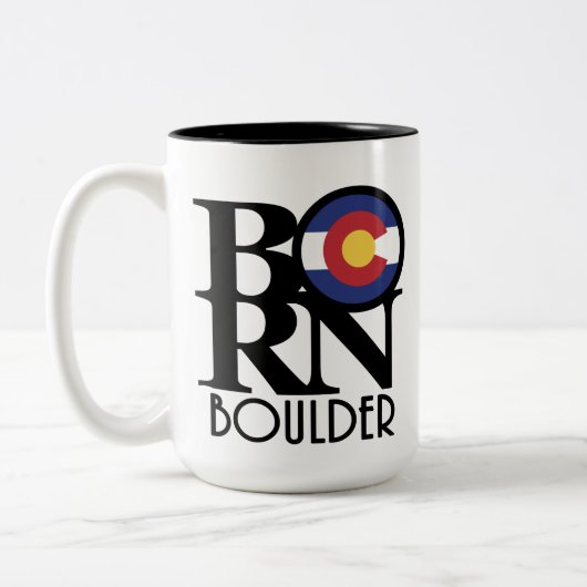 GEBOREN Boulder Colorado 15oz Zweifarbige Tasse (Links)