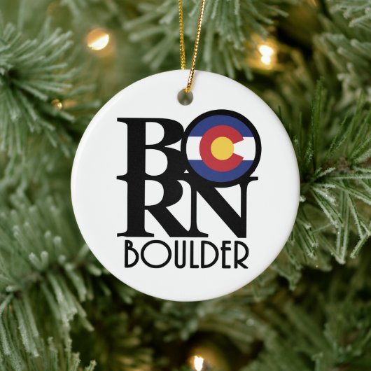 GEBOREN Boulder Colorado Keramik Ornament (Baum)