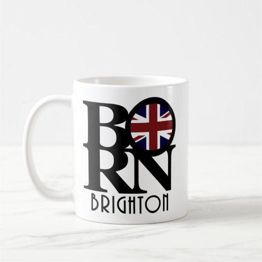 GEBOREN Brighton England 11oz Kaffeetasse (Links)