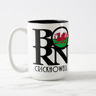 GEBOREN Crickhowell Wales 15oz Zweifarbige Tasse