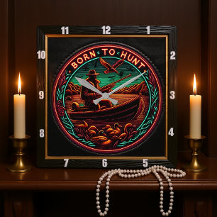 Geboren, den Anruf des Jägers zu verfolgen Quadratische Wanduhr