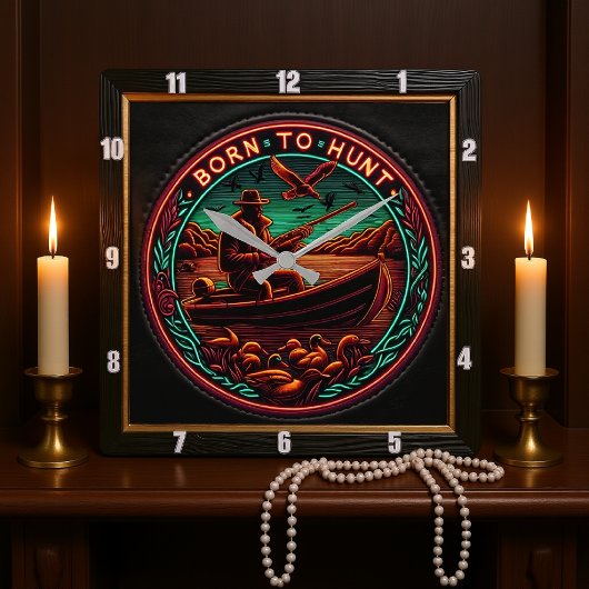 Geboren, den Anruf des Jägers zu verfolgen Quadratische Wanduhr