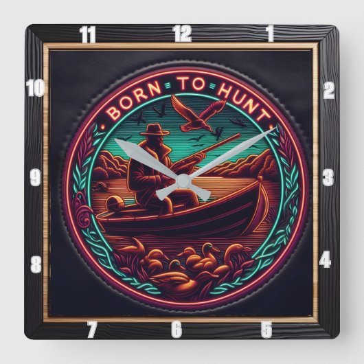 Geboren, den Anruf des Jägers zu verfolgen Quadratische Wanduhr (Vorderseite)