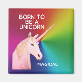 Geboren, ein Einhorn Statue Kopf Magischer Regenbo Magnet (Vorne)