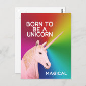 Geboren, ein Einhorn Statue Kopf Magischer Regenbo Postkarte (Vorne/Hinten)