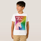 Geboren, ein Einhorn Statue Kopf Magischer Regenbo T-Shirt (Vorne ganz)