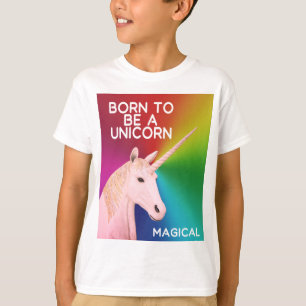 Geboren, ein Einhorn Statue Kopf Magischer Regenbo T-Shirt