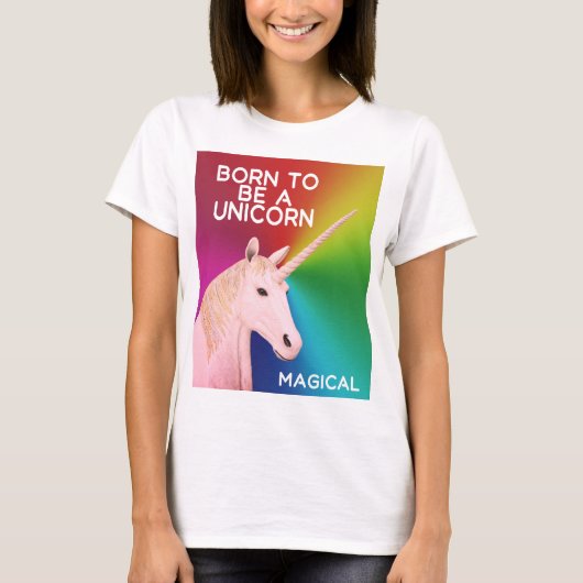 Geboren, ein Einhorn Statue Kopf Magischer Regenbo T-Shirt (Vorderseite)