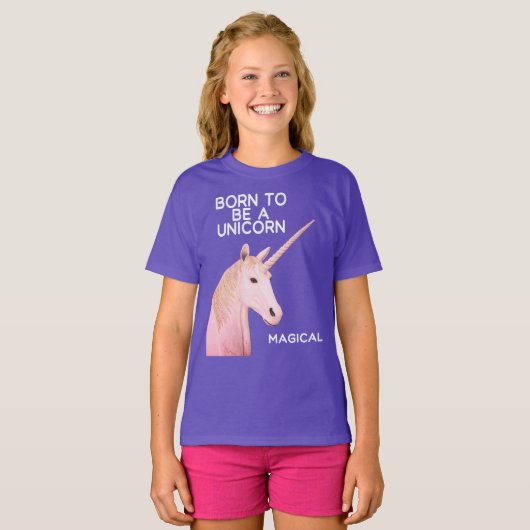 Geboren, ein Einhornstatuchkopf und magische Mädch T-Shirt (Vorne ganz)
