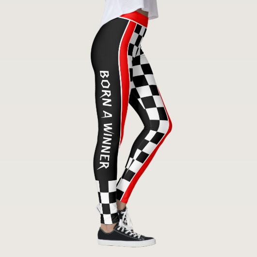 Geboren ein Sieger in Weiß, auf Ihre Farbe überprü Leggings (Rechts)