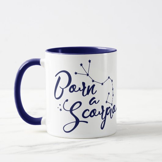 "Geboren ein Skorpions-" Tasse (Links)