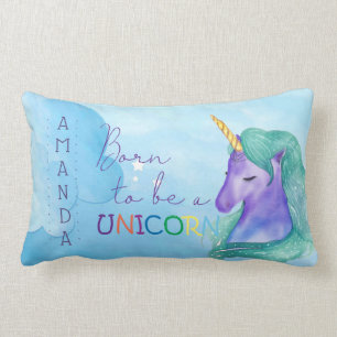 GEBOREN, EIN UNICORD-Niedlicher Blue-Aquarellname Lendenkissen