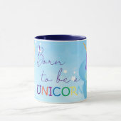 GEBOREN, EIN UNICORN Blue Orange Abstrakt Unicorn  Tasse (Zentrum)