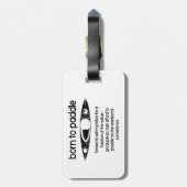 Geboren, einen Kajak zu paddeln Gepäckanhänger (Rückseite vertikal)