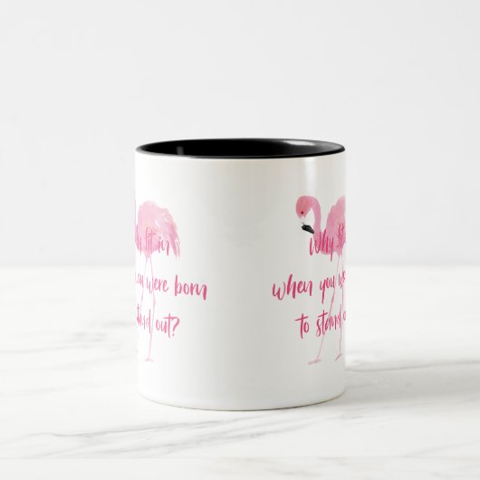 Geboren, Flamingo auszublenden Zweifarbige Tasse (Mittel)