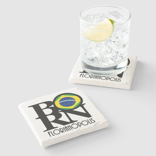 GEBOREN Florianópolis Brasilien Steinuntersetzer (Seitenansicht)