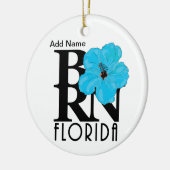 GEBOREN Florida Blue Hibiskus Custom Keramik Ornament (Links)