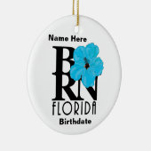 GEBOREN Florida Blue Hibiskus Keramik Ornament (Rechts)