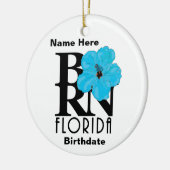 GEBOREN Florida Blue Hibiskus Keramik Ornament (Links)