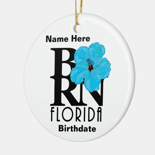 GEBOREN Florida Blue Hibiskus Keramik Ornament (Links)