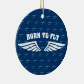 Geboren, Flügel zu fliegen - Blau Keramikornament (Rechts)