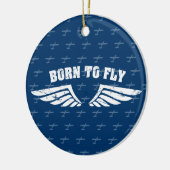 Geboren, Flügel zu fliegen - Blau Keramikornament (Links)