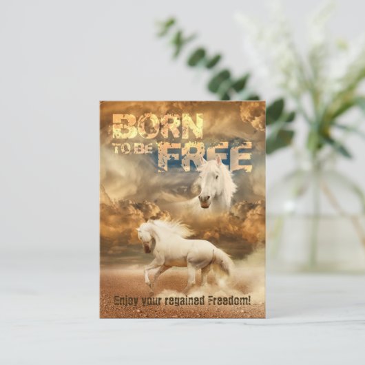 Geboren, frei zu sein, Schönheit der Tierwelt: Wei Postkarte (Stehend Vorderseite)