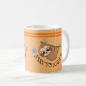 Geboren | Funny Hanging Sloth Template Kaffeetasse (VorderseiteRechts)