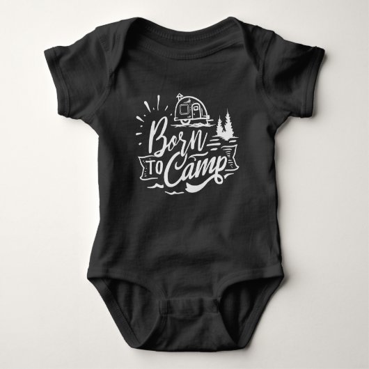 Geboren für Camp Typografie Unisex | Light Gray Baby Strampler (Vorderseite)