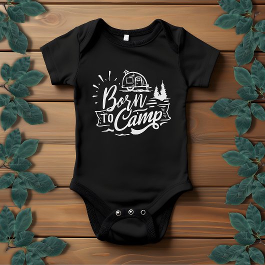 Geboren für Camp Typografie Unisex | Light Gray Baby Strampler