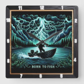 Geboren für das Blitzlicht von Fischen Quadratische Wanduhr (Vorderseite)