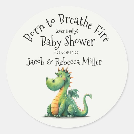 Geboren für das Breathe Fire Baby Dusche Runder Aufkleber (Vorderseite)