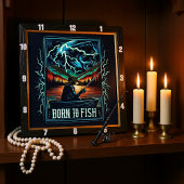 Geboren für das Erlebnis der Fischerei Quadratische Wanduhr